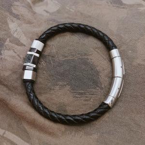 Men's fashion braided leather beaded bracelet 